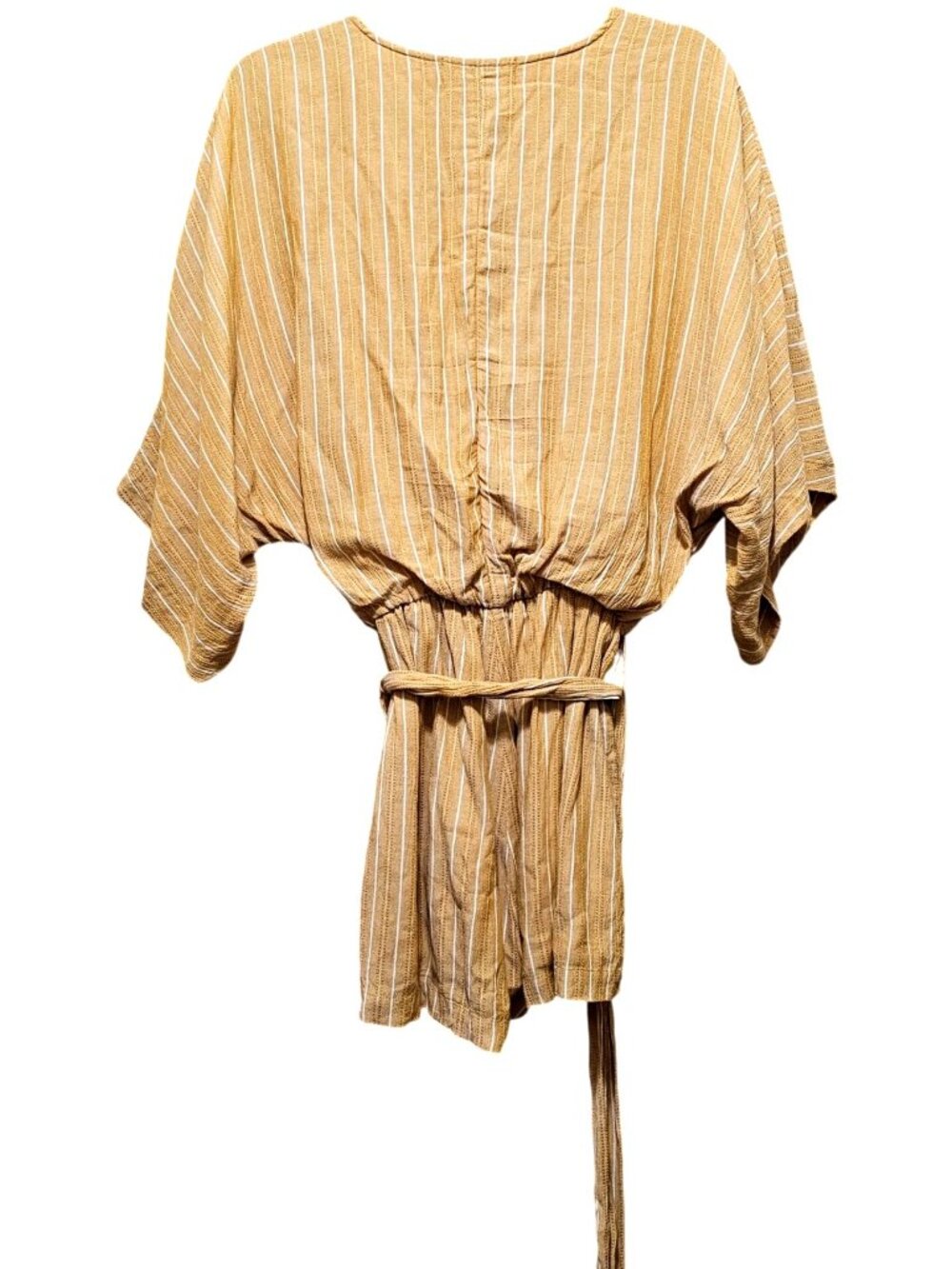 Yellow Striped Wrap Romper With Tie Waist By LuBella Boutique - Size S - Picture 3 of 13